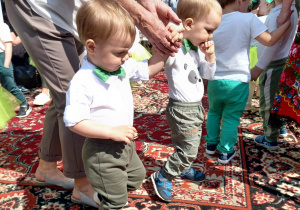 Maluchy tańczą w rytm muzyki.