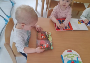 Dzieci oglądają książeczki.